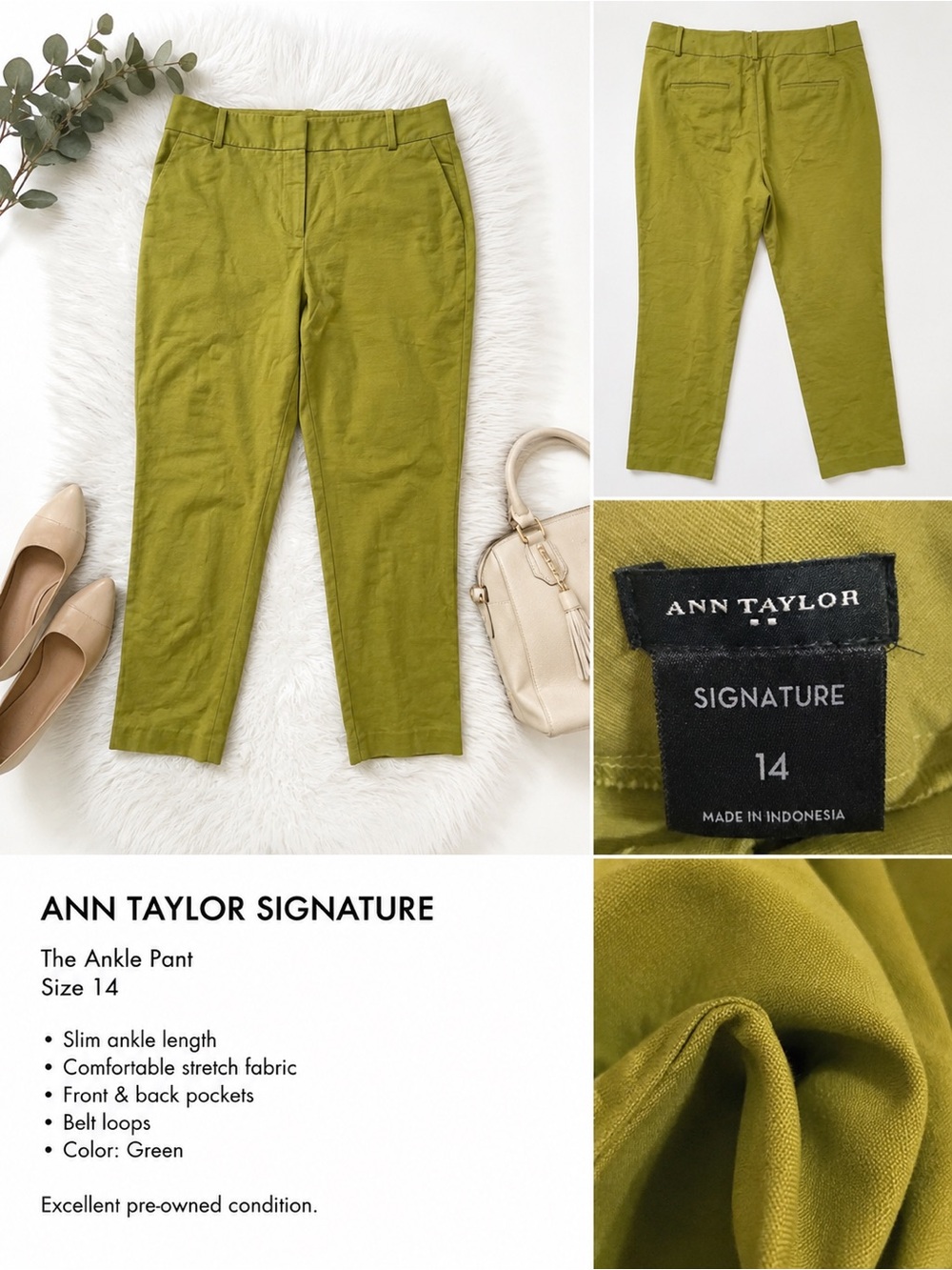 Ann Taylor Olive-Green Ankle Pants